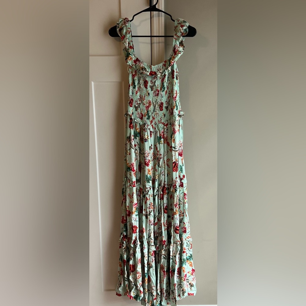 Abel The Label Floral Ruffle-Strap Maxi Dress in Mint